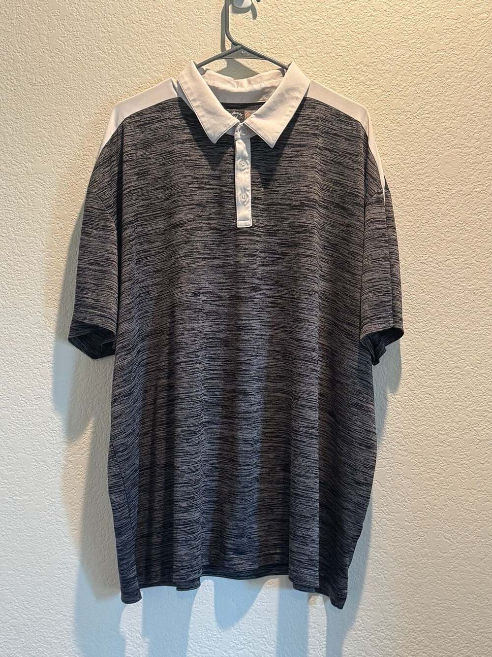 Callaway Opti-Dri Space Dye Golf Polo Shirt Gray White Men's 3X